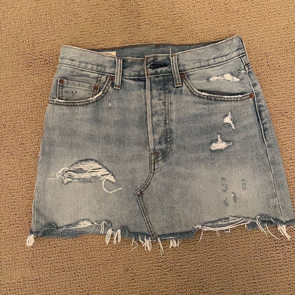 Levi Distressed Button Fly Denim MIni